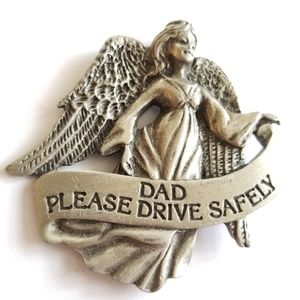 Dad Please Drive Safely silver tone angel Cathedral Arts